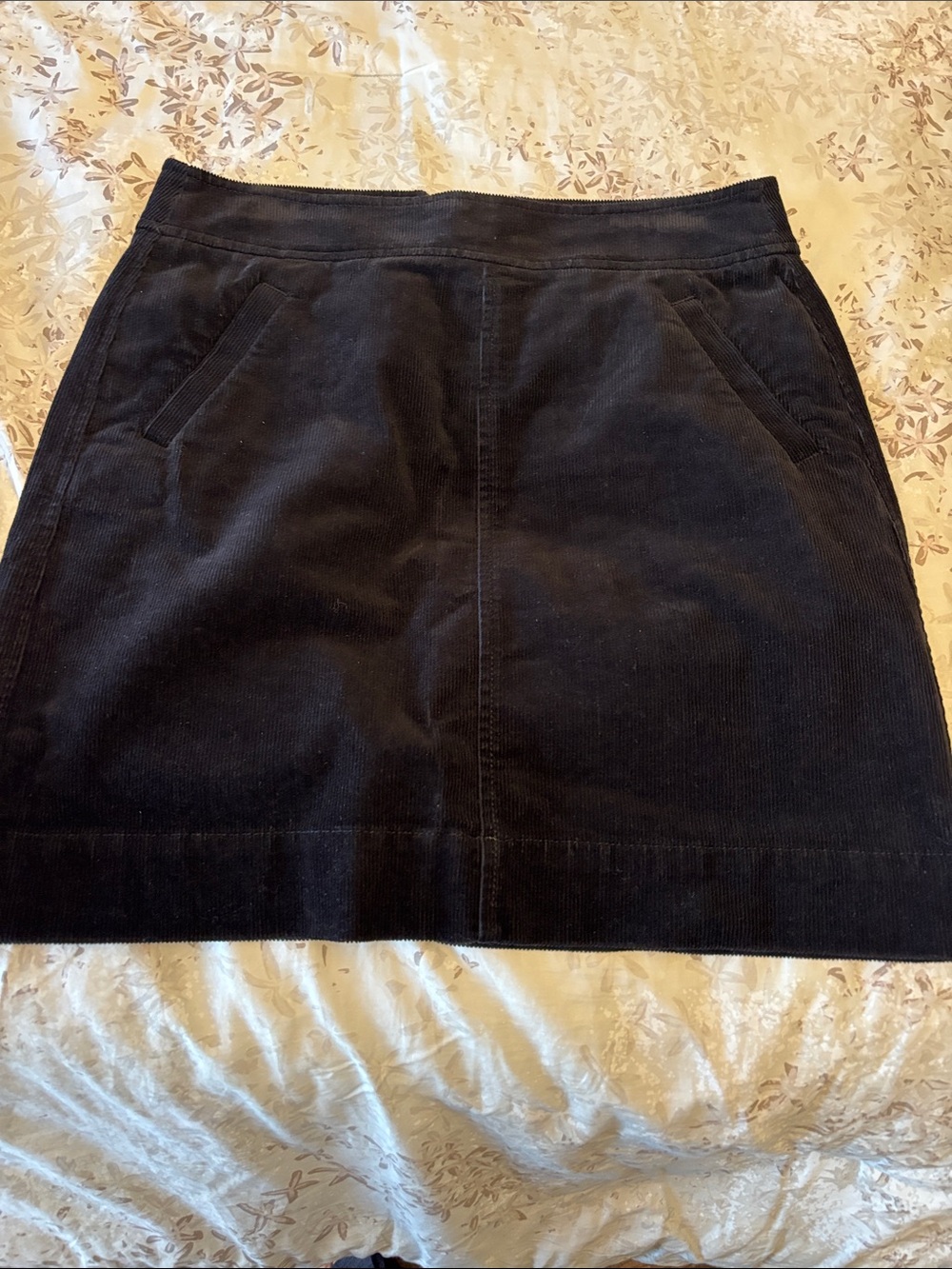 LOFT Black Corduroy Mini Skirt with Pockets